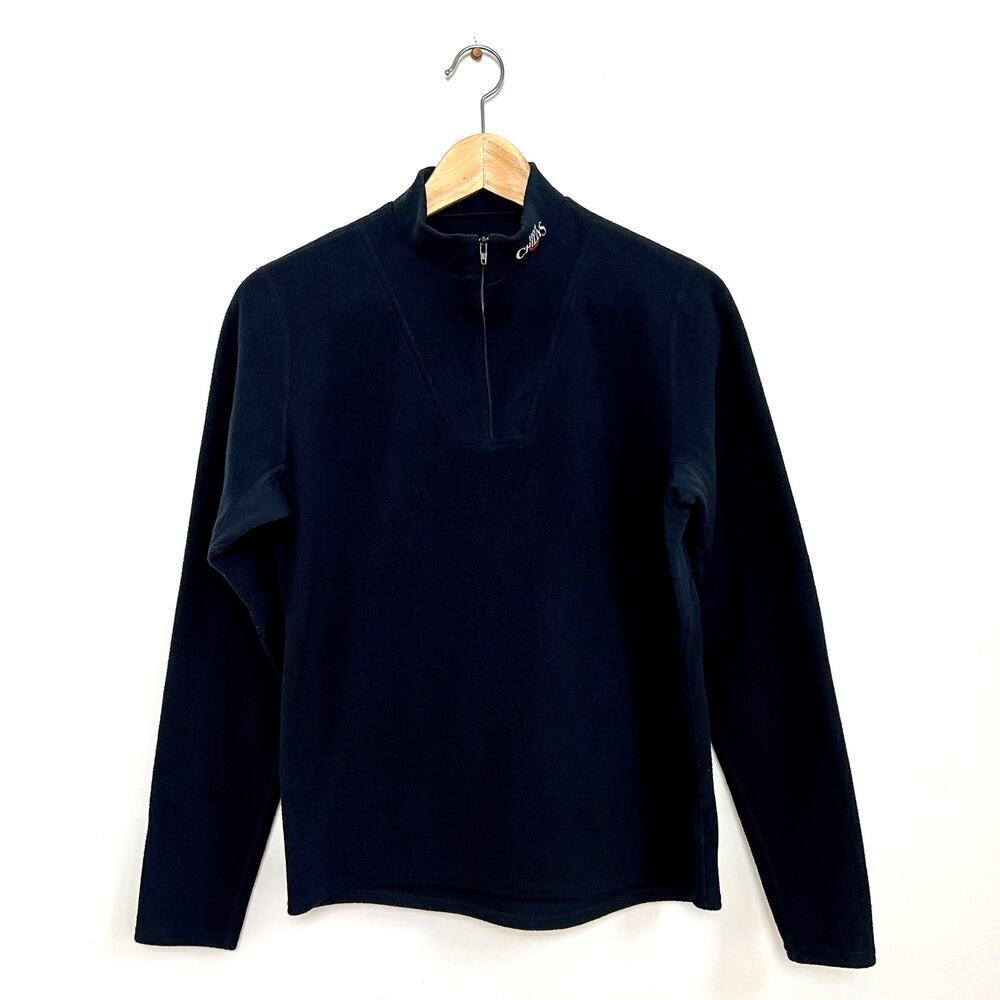 Hot Chillys Black Base Layer Men Medium 1/4 Zip Mock Neck Winter Snow Ski Fleece